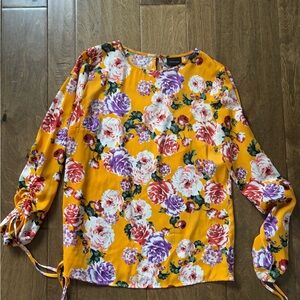Floral Long Sleeve Women's Top - Yellow